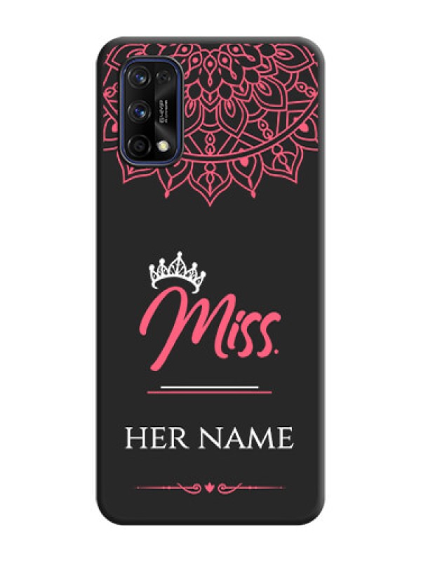 Custom Mrs Name with Floral Design on Space Black Personalized Soft Matte Phone Covers - Realme 7 Pro