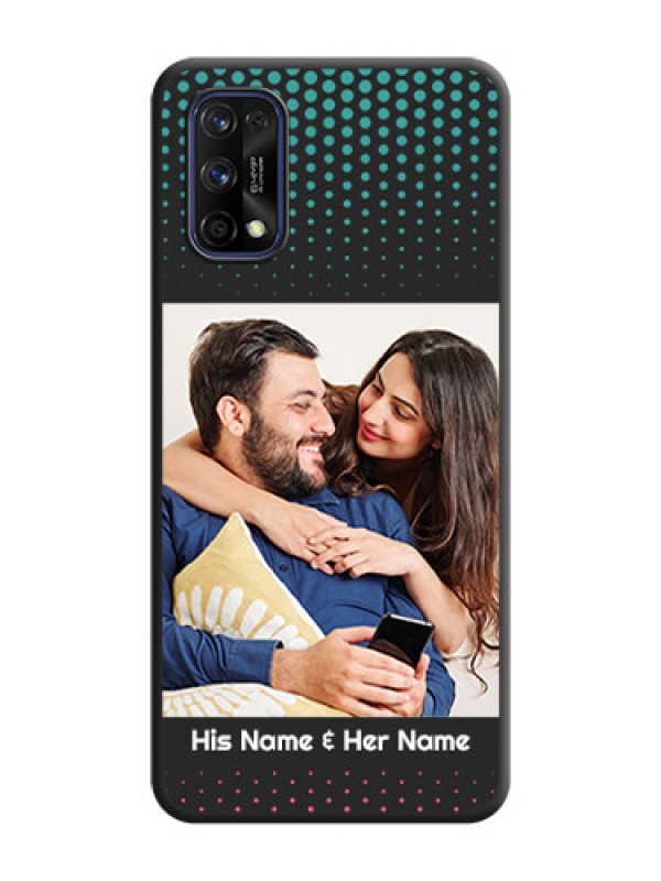 Custom Faded Dots with Grunge Photo Frame and Text on Space Black Custom Soft Matte Phone Cases - Realme 7 Pro