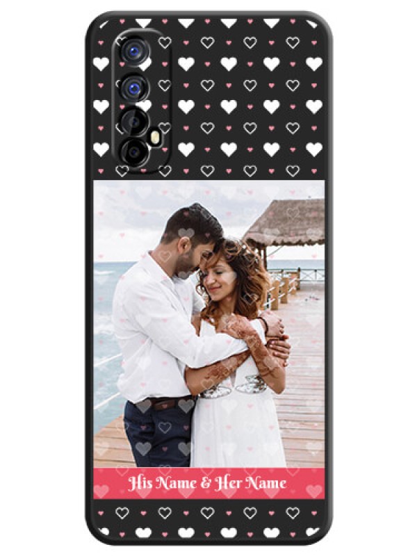 Custom White Color Love Symbols with Text Design on Photo on Space Black Soft Matte Phone Cover - Realme 7