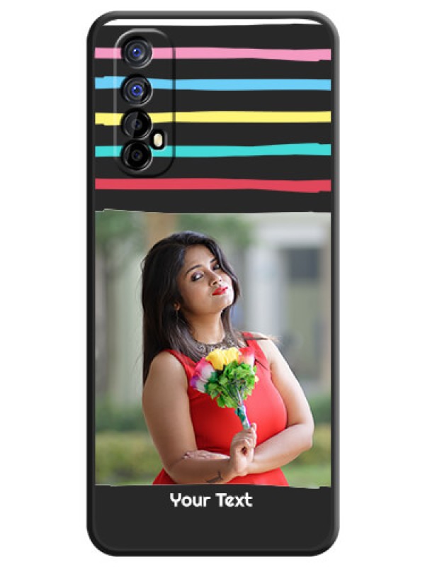 Custom Multicolor Lines with Image on Space Black Personalized Soft Matte Phone Covers - Realme 7