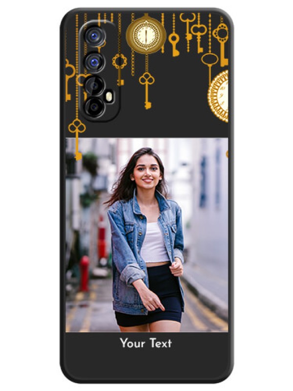 Custom Decorative Design with Text on Space Black Custom Soft Matte Back Cover - Realme 7