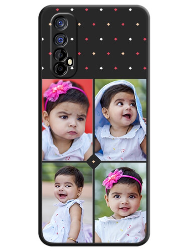 Custom Multicolor Dotted Pattern with 4 Image Holder on Space Black Custom Soft Matte Phone Cases - Realme 7