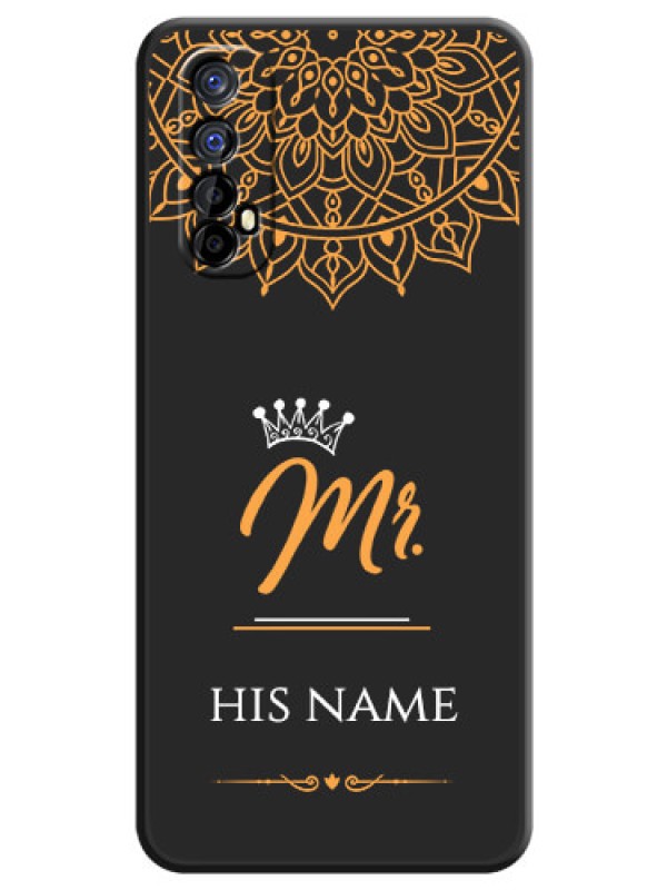 Custom Mr Name with Floral Design  on Personalised Space Black Soft Matte Cases - Realme 7