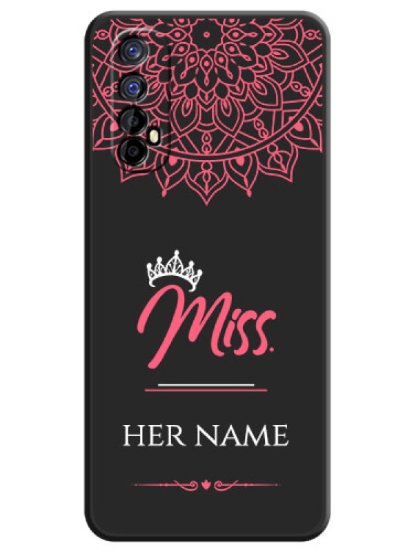 Custom Mrs Name with Floral Design on Space Black Personalized Soft Matte Phone Covers - Realme 7