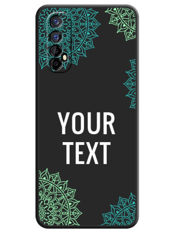 Custom Your Name with Floral Design on Space Black Custom Soft Matte Back Cover - Realme 7