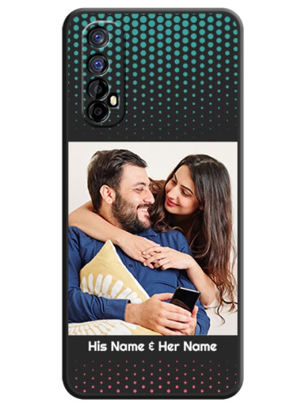 Custom Faded Dots with Grunge Photo Frame and Text on Space Black Custom Soft Matte Phone Cases - Realme 7