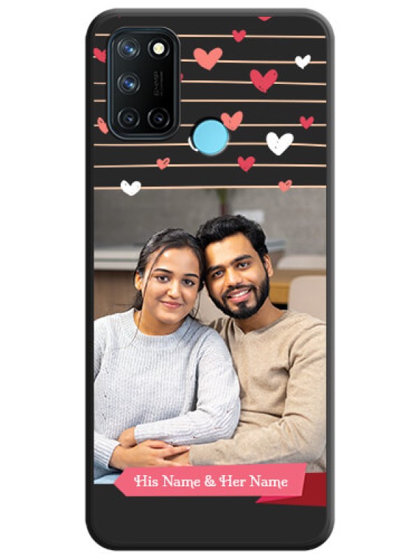 Custom Love Pattern with Name on Pink Ribbon  on Photo on Space Black Soft Matte Back Cover - Realme 7i