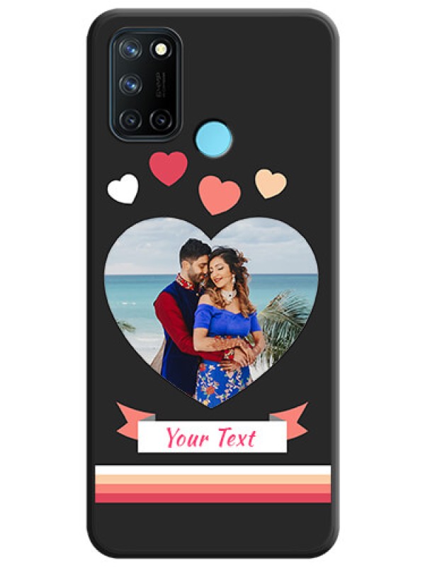 Custom Love Shaped Photo with Colorful Stripes on Personalised Space Black Soft Matte Cases - Realme 7i