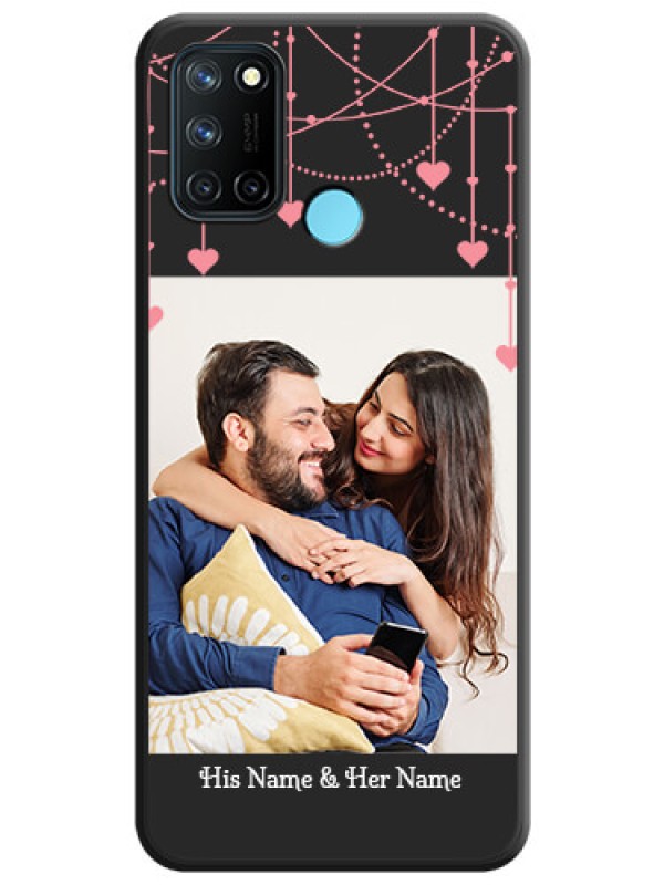 Custom Pink Love Hangings with Text on Space Black Custom Soft Matte Back Cover - Realme 7i