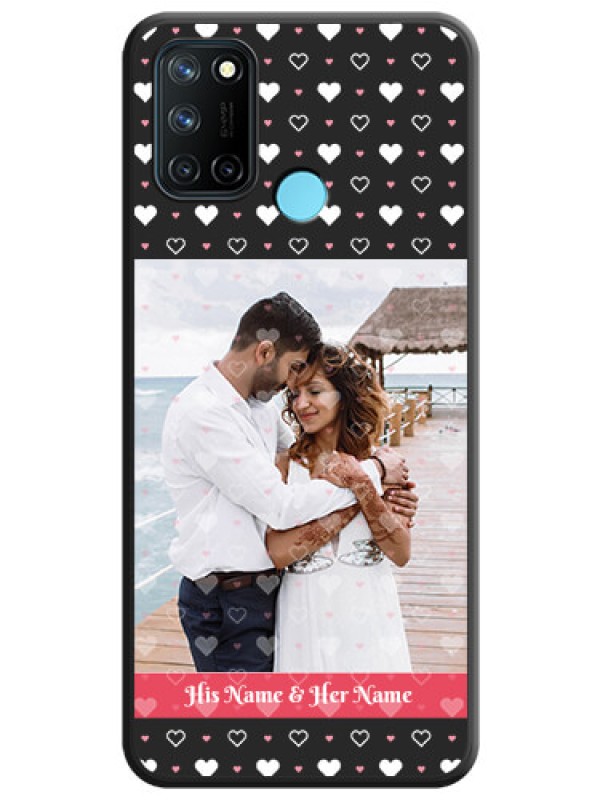 Custom White Color Love Symbols with Text Design on Photo on Space Black Soft Matte Phone Cover - Realme 7i