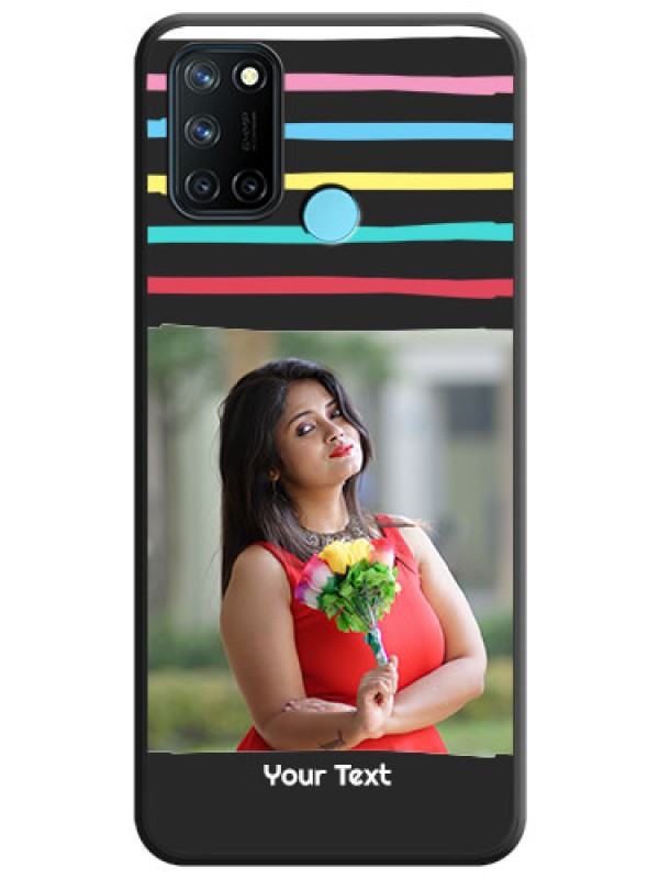 Custom Multicolor Lines with Image on Space Black Personalized Soft Matte Phone Covers - Realme 7i