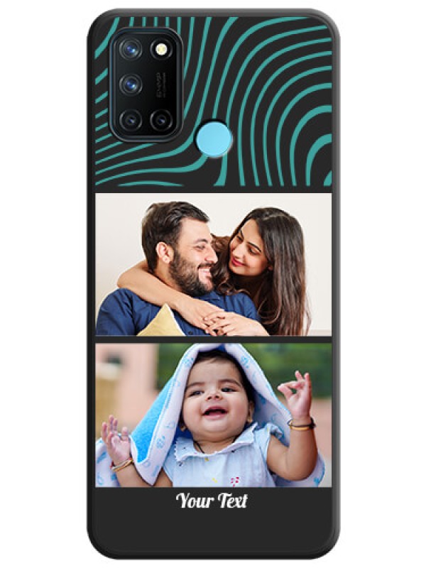 Custom Wave Pattern with 2 Image Holder on Space Black Personalized Soft Matte Phone Covers - Realme 7i