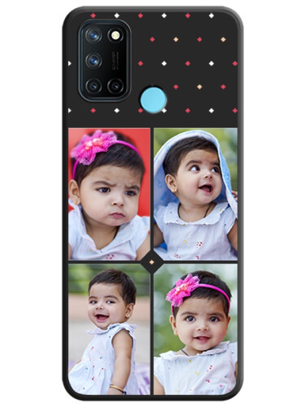 Custom Multicolor Dotted Pattern with 4 Image Holder on Space Black Custom Soft Matte Phone Cases - Realme 7i