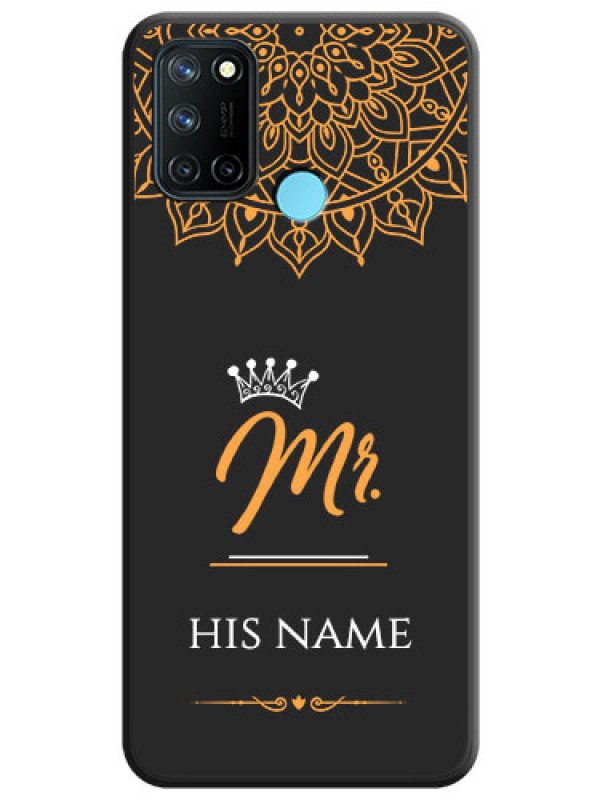 Custom Mr Name with Floral Design  on Personalised Space Black Soft Matte Cases - Realme 7i