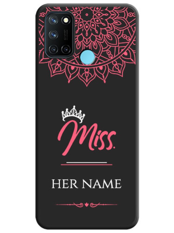 Custom Mrs Name with Floral Design on Space Black Personalized Soft Matte Phone Covers - Realme 7i