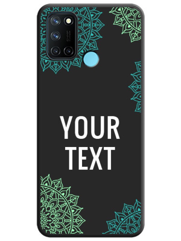 Custom Your Name with Floral Design on Space Black Custom Soft Matte Back Cover - Realme 7i