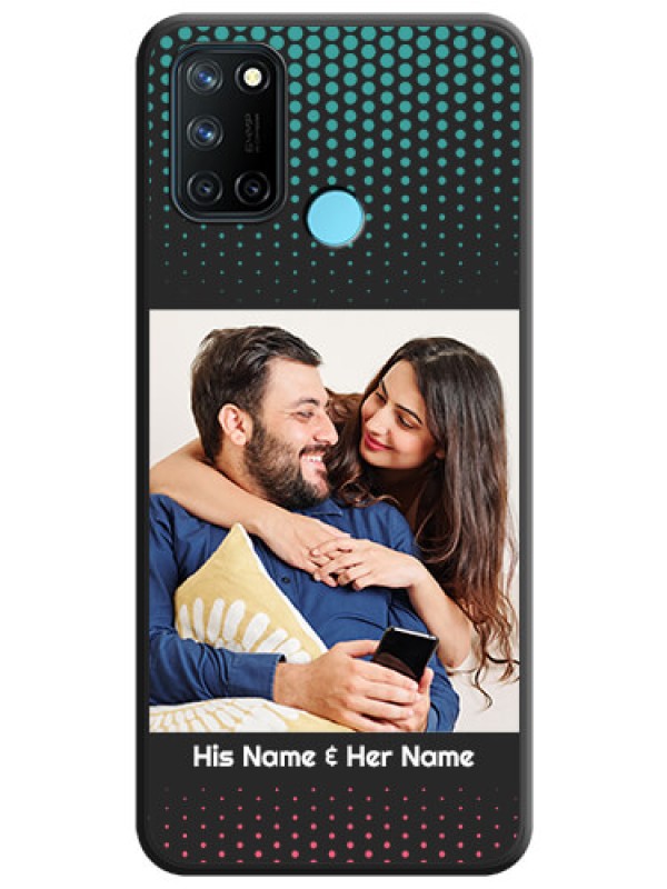 Custom Faded Dots with Grunge Photo Frame and Text on Space Black Custom Soft Matte Phone Cases - Realme 7i