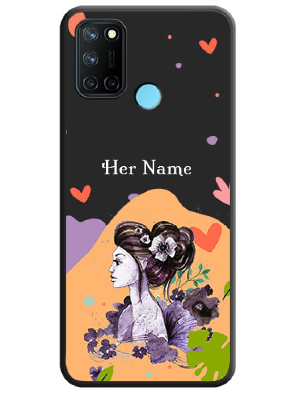 Custom Namecase For Her With Fancy Lady Image On Space Black Personalized Soft Matte Phone Covers -Realme 7I