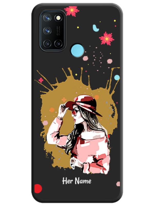 Custom Mordern Lady With Color Splash Background With Custom Text On Space Black Personalized Soft Matte Phone Covers -Realme 7I