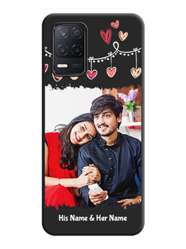 Custom Pink Love Hangings with Name on Space Black Custom Soft Matte Phone Cases - Realme 8 5G