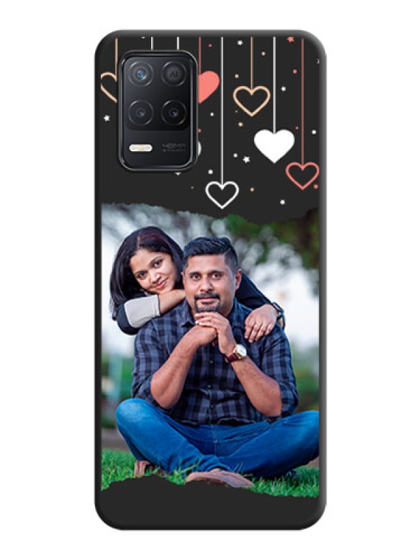 Custom Love Hangings with Splash Wave Picture on Space Black Custom Soft Matte Phone Back Cover - Realme 8 5G