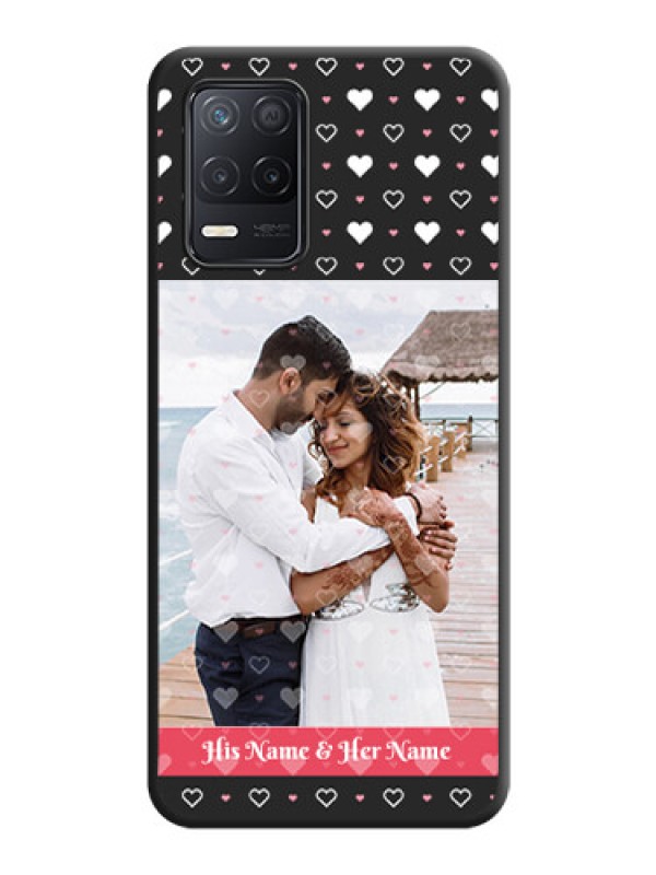 Custom White Color Love Symbols with Text Design on Photo on Space Black Soft Matte Phone Cover - Realme 8 5G