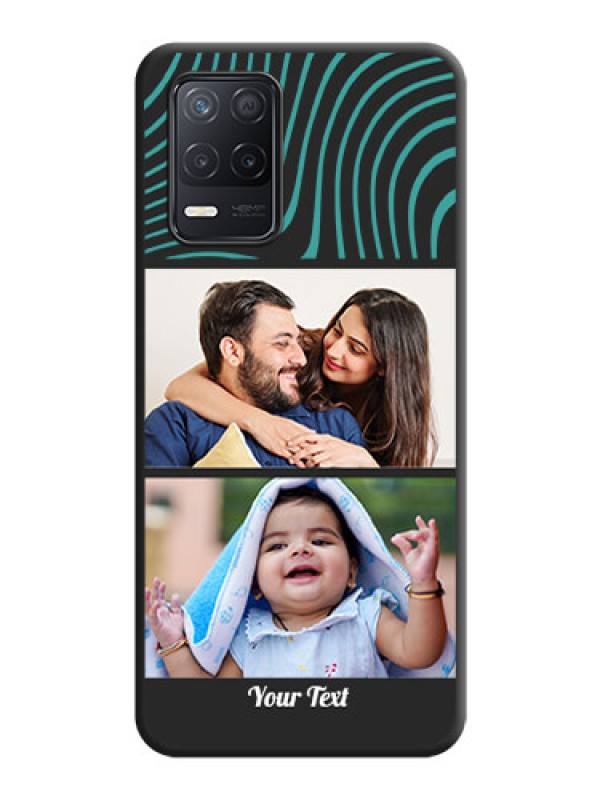 Custom Wave Pattern with 2 Image Holder on Space Black Personalized Soft Matte Phone Covers - Realme 8 5G
