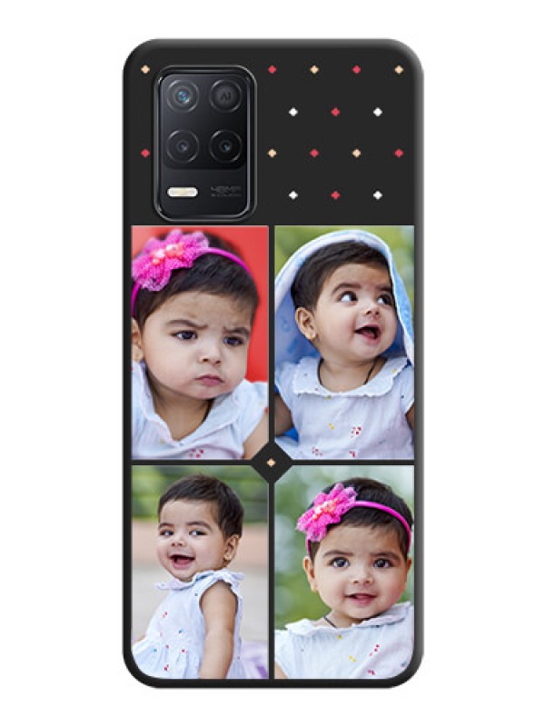 Custom Multicolor Dotted Pattern with 4 Image Holder on Space Black Custom Soft Matte Phone Cases - Realme 8 5G