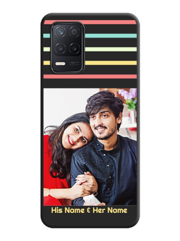 Custom Color Stripes with Photo and Text on Photo on Space Black Soft Matte Mobile Case - Realme 8 5G