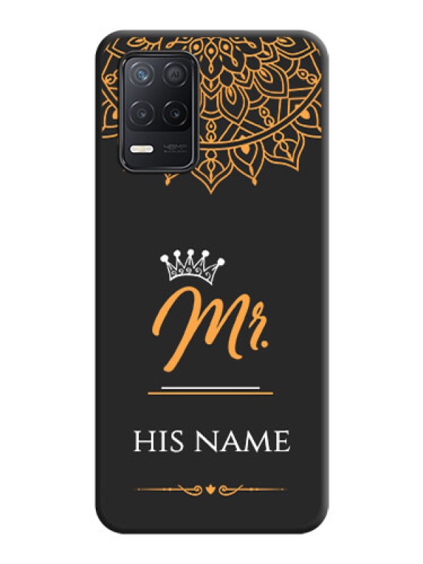 Custom Mr Name with Floral Design  on Personalised Space Black Soft Matte Cases - Realme 8 5G