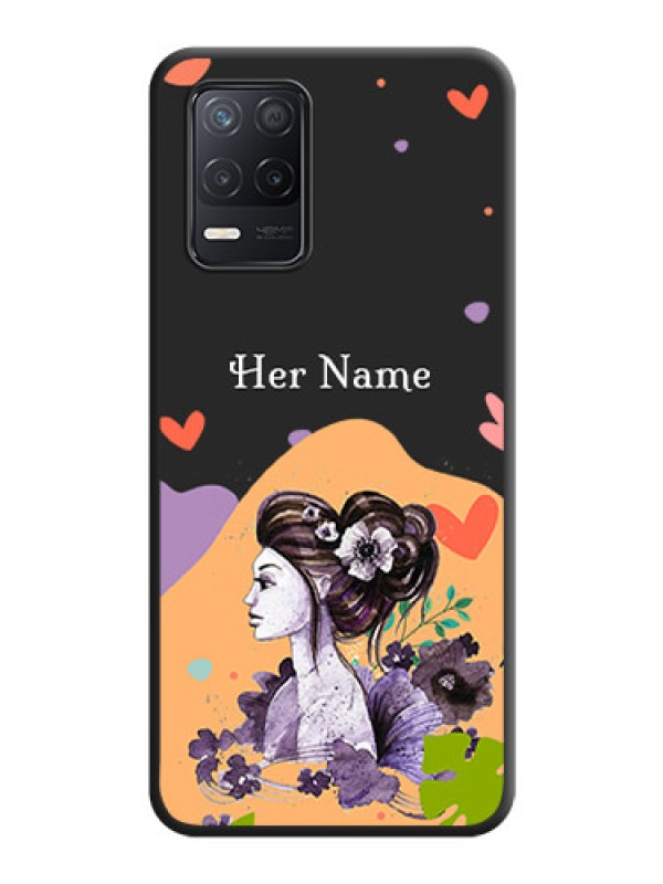 Custom Namecase For Her With Fancy Lady Image On Space Black Personalized Soft Matte Phone Covers -Realme 8 5G