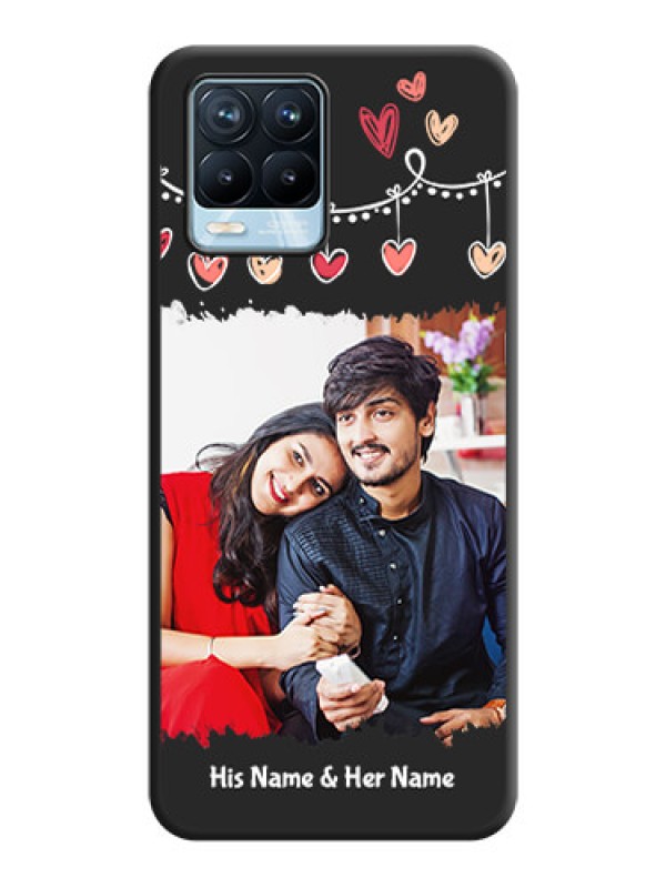 Custom Pink Love Hangings with Name on Space Black Custom Soft Matte Phone Cases - Realme 8 Pro