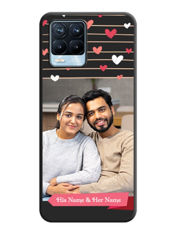 Custom Love Pattern with Name on Pink Ribbon  on Photo on Space Black Soft Matte Back Cover - Realme 8 Pro