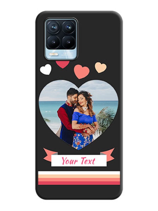Custom Love Shaped Photo with Colorful Stripes on Personalised Space Black Soft Matte Cases - Realme 8 Pro