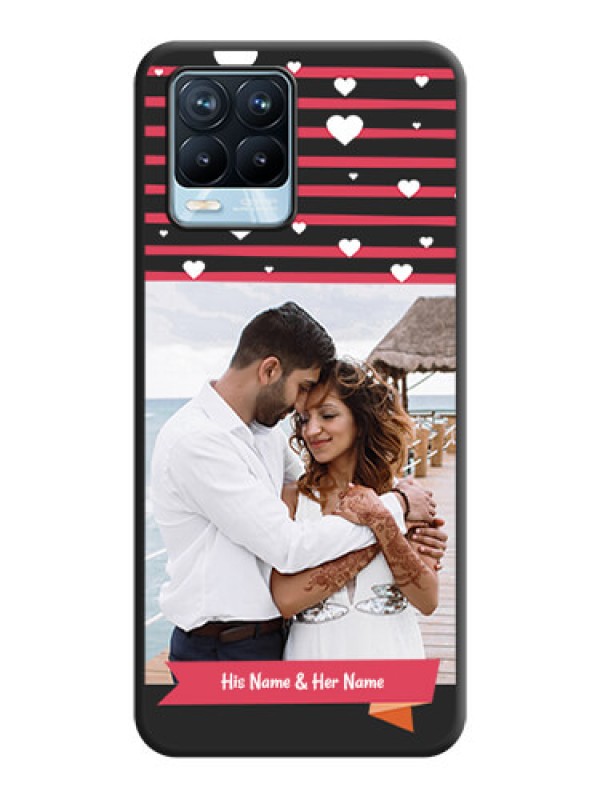 Custom White Color Love Symbols with Pink Lines Pattern on Space Black Custom Soft Matte Phone Cases - Realme 8 Pro
