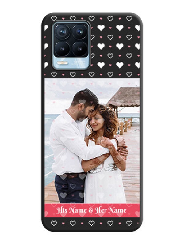 Custom White Color Love Symbols with Text Design on Photo on Space Black Soft Matte Phone Cover - Realme 8 Pro
