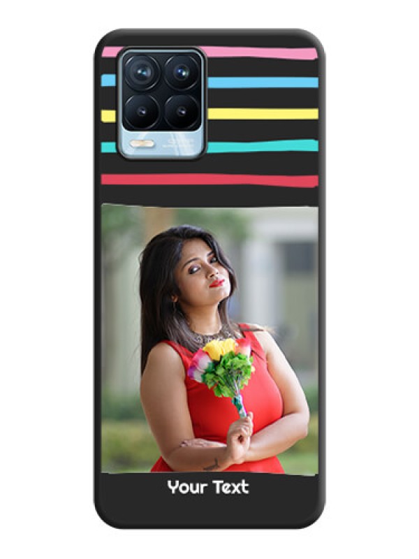 Custom Multicolor Lines with Image on Space Black Personalized Soft Matte Phone Covers - Realme 8 Pro