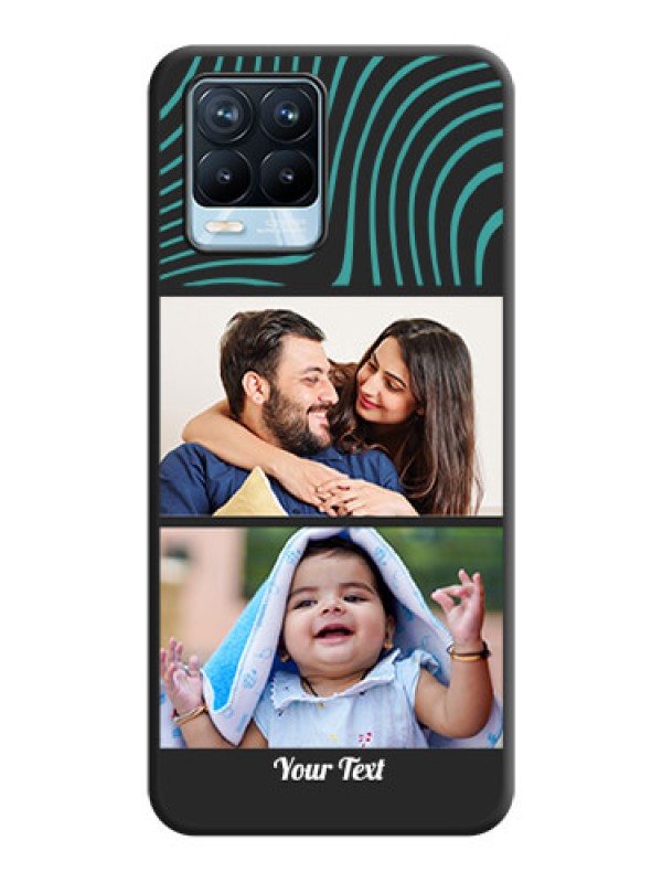 Custom Wave Pattern with 2 Image Holder on Space Black Personalized Soft Matte Phone Covers - Realme 8 Pro
