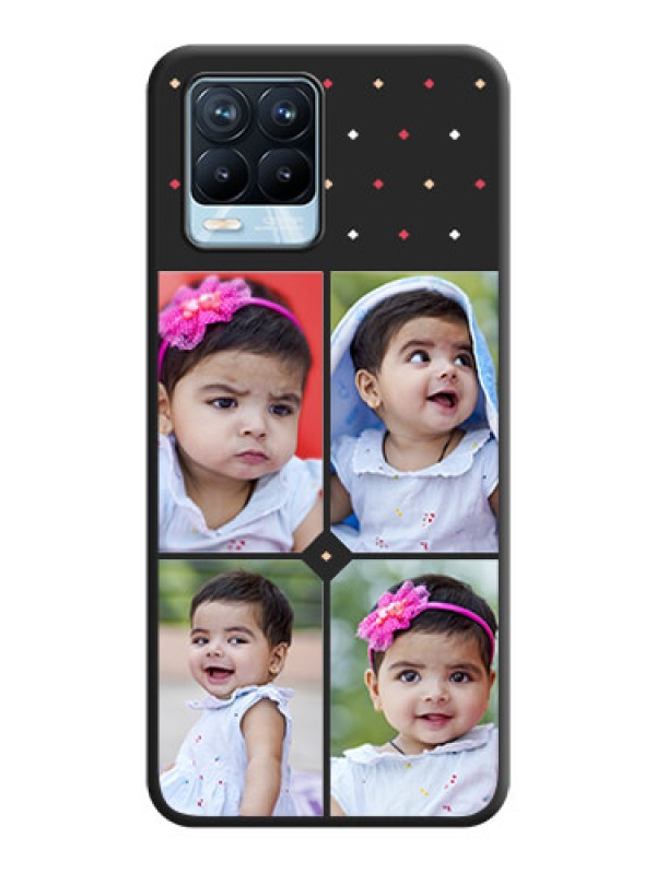 Custom Multicolor Dotted Pattern with 4 Image Holder on Space Black Custom Soft Matte Phone Cases - Realme 8 Pro
