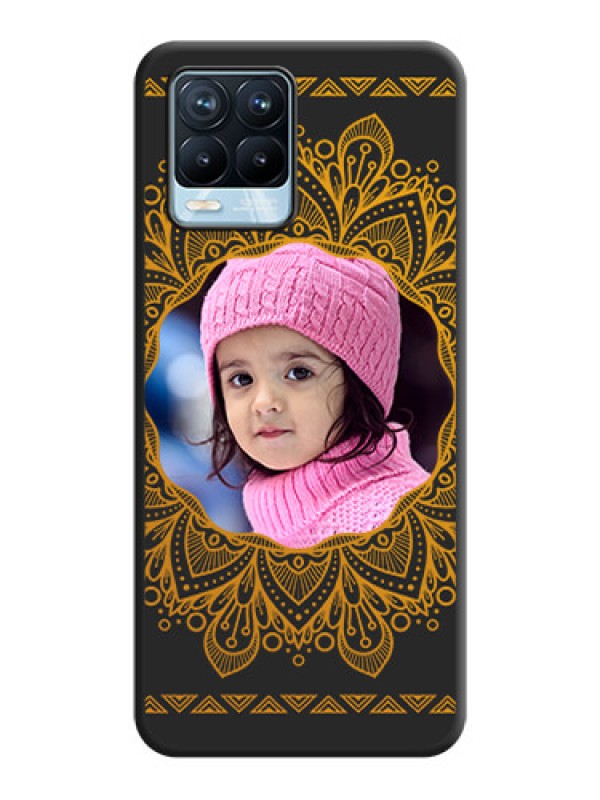 Custom Round Image with Floral Design on Photo on Space Black Soft Matte Mobile Cover - Realme 8 Pro