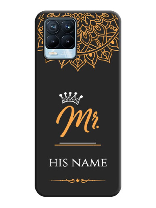 Custom Mr Name with Floral Design  on Personalised Space Black Soft Matte Cases - Realme 8 Pro