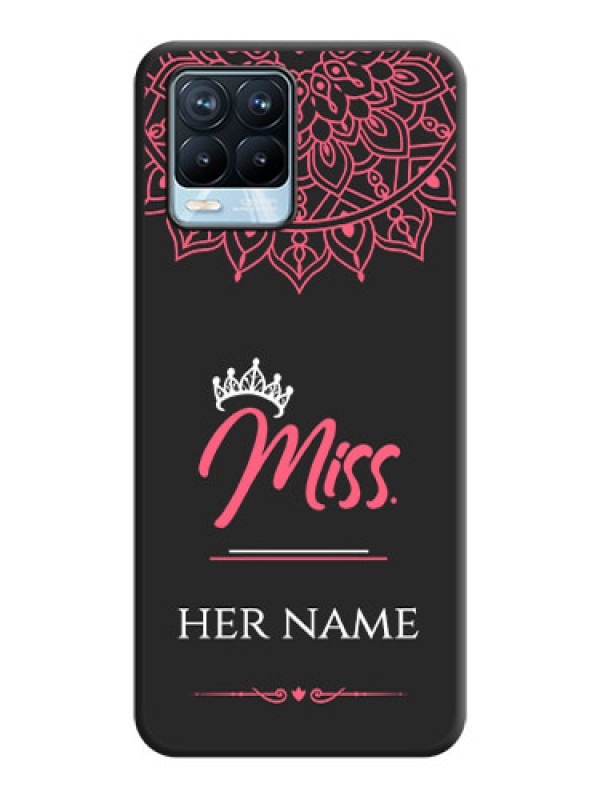 Custom Mrs Name with Floral Design on Space Black Personalized Soft Matte Phone Covers - Realme 8 Pro