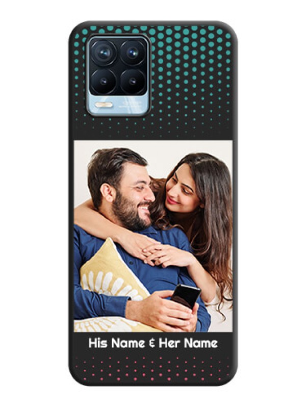 Custom Faded Dots with Grunge Photo Frame and Text on Space Black Custom Soft Matte Phone Cases - Realme 8 Pro