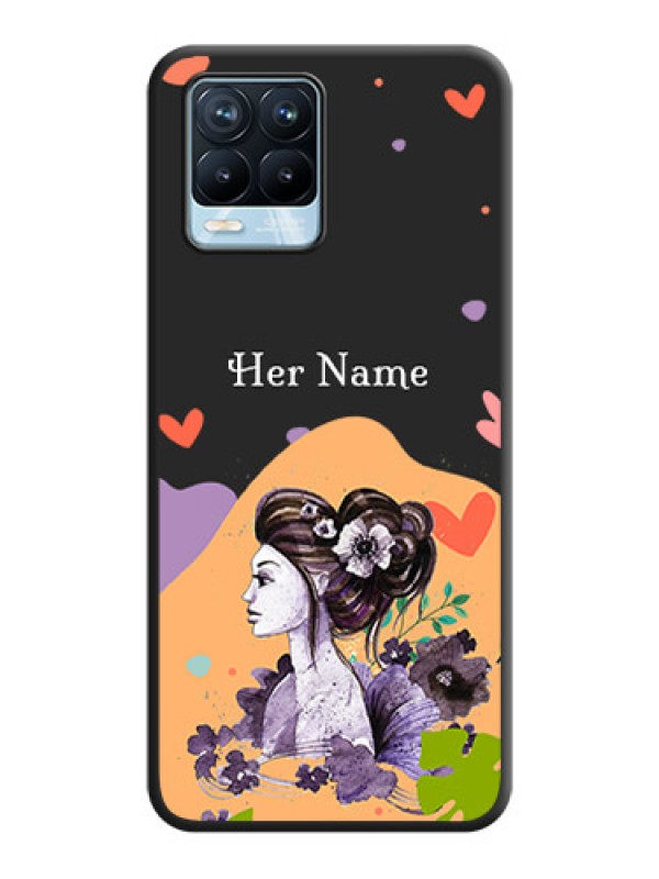 Custom Namecase For Her With Fancy Lady Image On Space Black Personalized Soft Matte Phone Covers -Realme 8 Pro