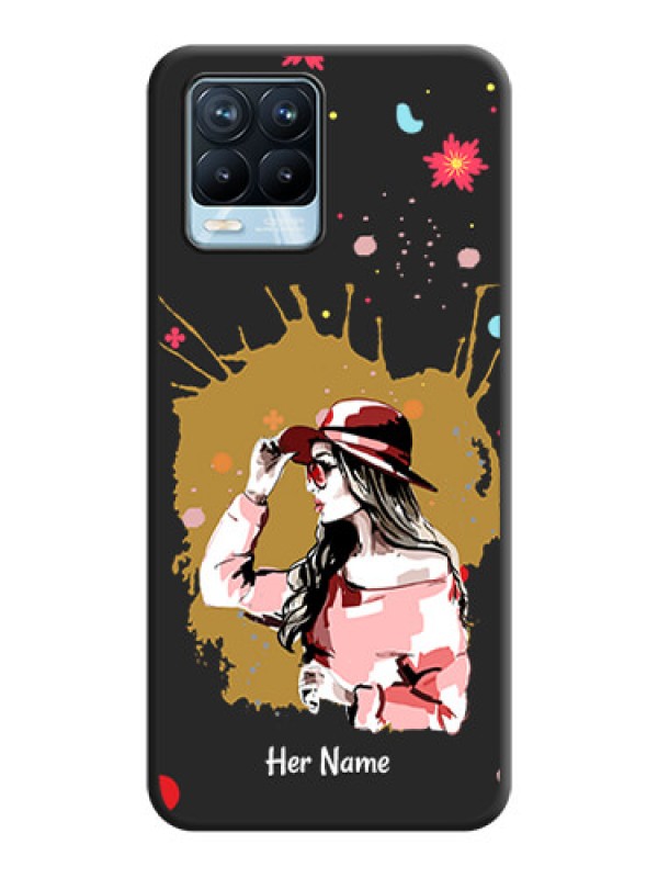 Custom Mordern Lady With Color Splash Background With Custom Text On Space Black Personalized Soft Matte Phone Covers -Realme 8 Pro
