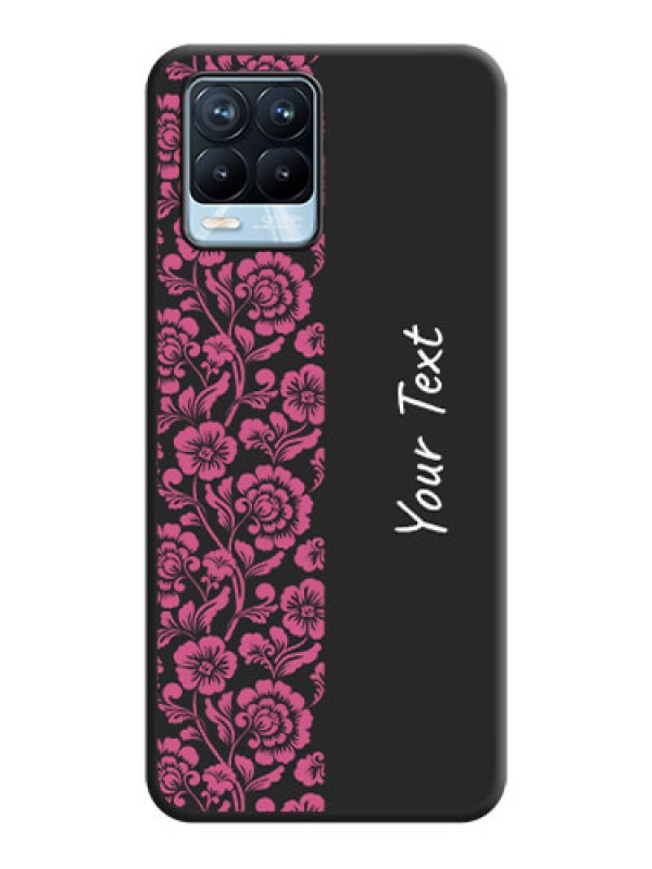Custom Pink Floral Pattern Design With Custom Text On Space Black Personalized Soft Matte Phone Covers -Realme 8 Pro
