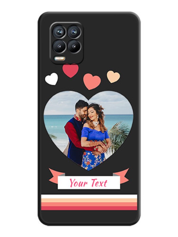 Custom Love Shaped Photo with Colorful Stripes on Personalised Space Black Soft Matte Cases - Realme 8