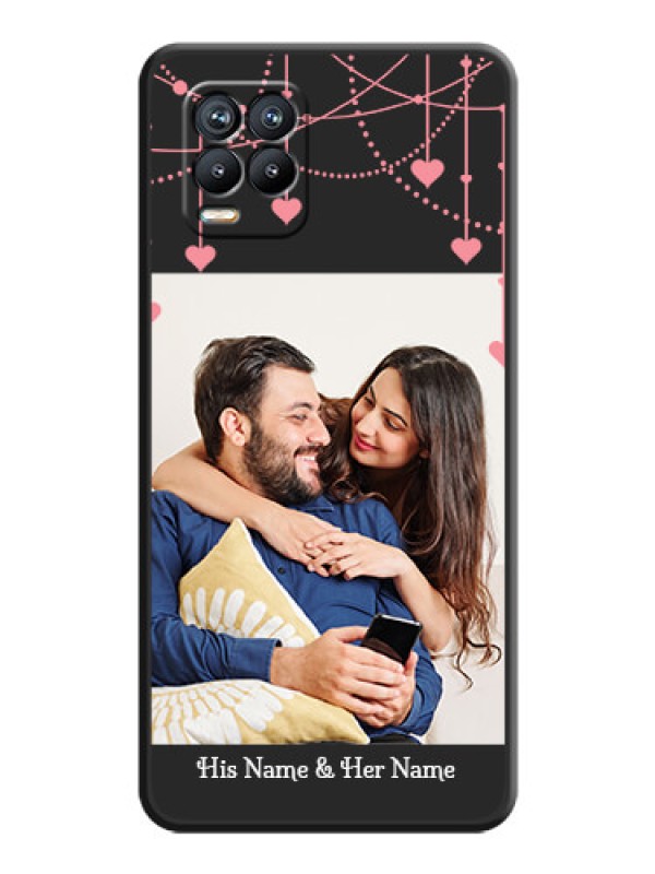 Custom Pink Love Hangings with Text on Space Black Custom Soft Matte Back Cover - Realme 8