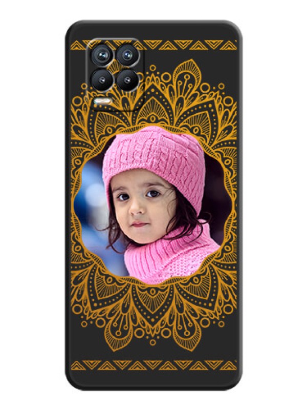 Custom Round Image with Floral Design on Photo on Space Black Soft Matte Mobile Cover - Realme 8
