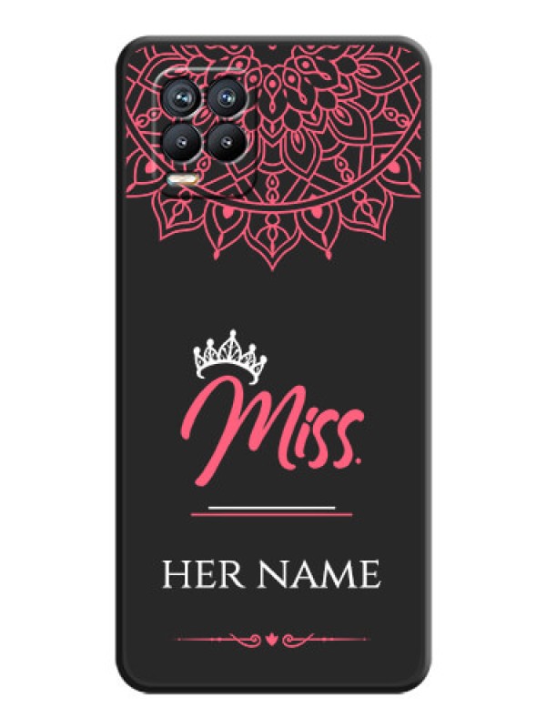Custom Mrs Name with Floral Design on Space Black Personalized Soft Matte Phone Covers - Realme 8